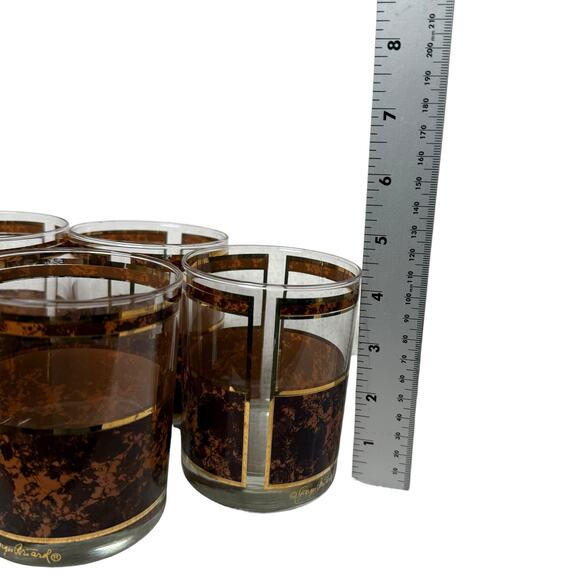 Mid Century Georges Briard Tortiose Shell Double Old Fashioned Low Ball Glasses - Picture 4 of 4